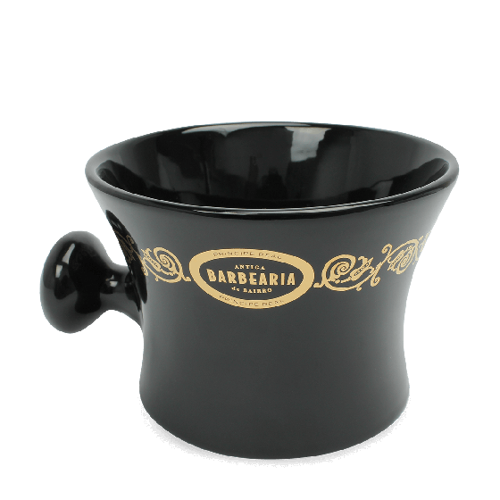 Antiga Barbearia de Bairro Gold and Black Shaving Mug image 0