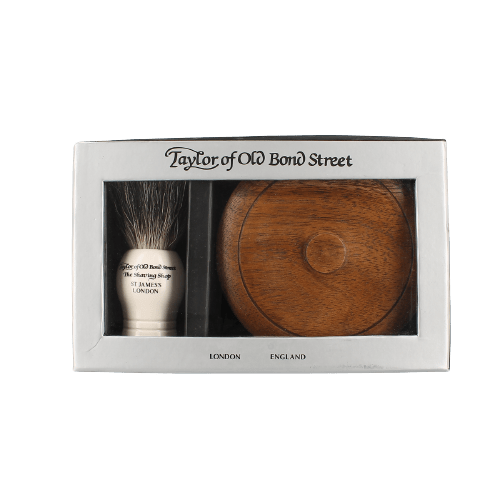 Taylor of Old Bond Street Pure Badger Brush & Sandalwood Shaving Soap In Wooden Bowl Gift Box image 0