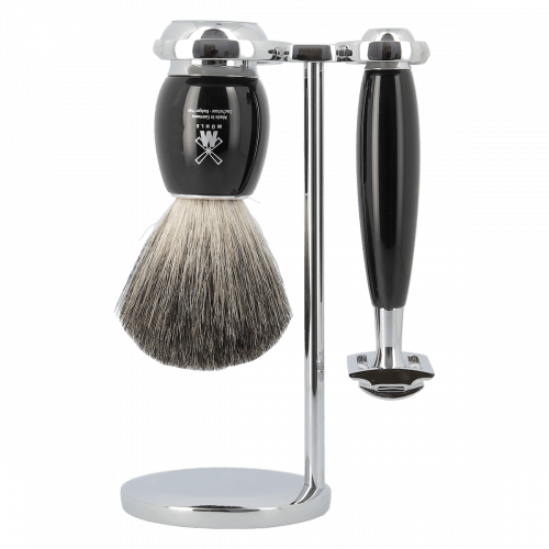 MUHLE S81M336SR Vivo Black Resin Pure Badger 3-Piece Shaving Set image 0