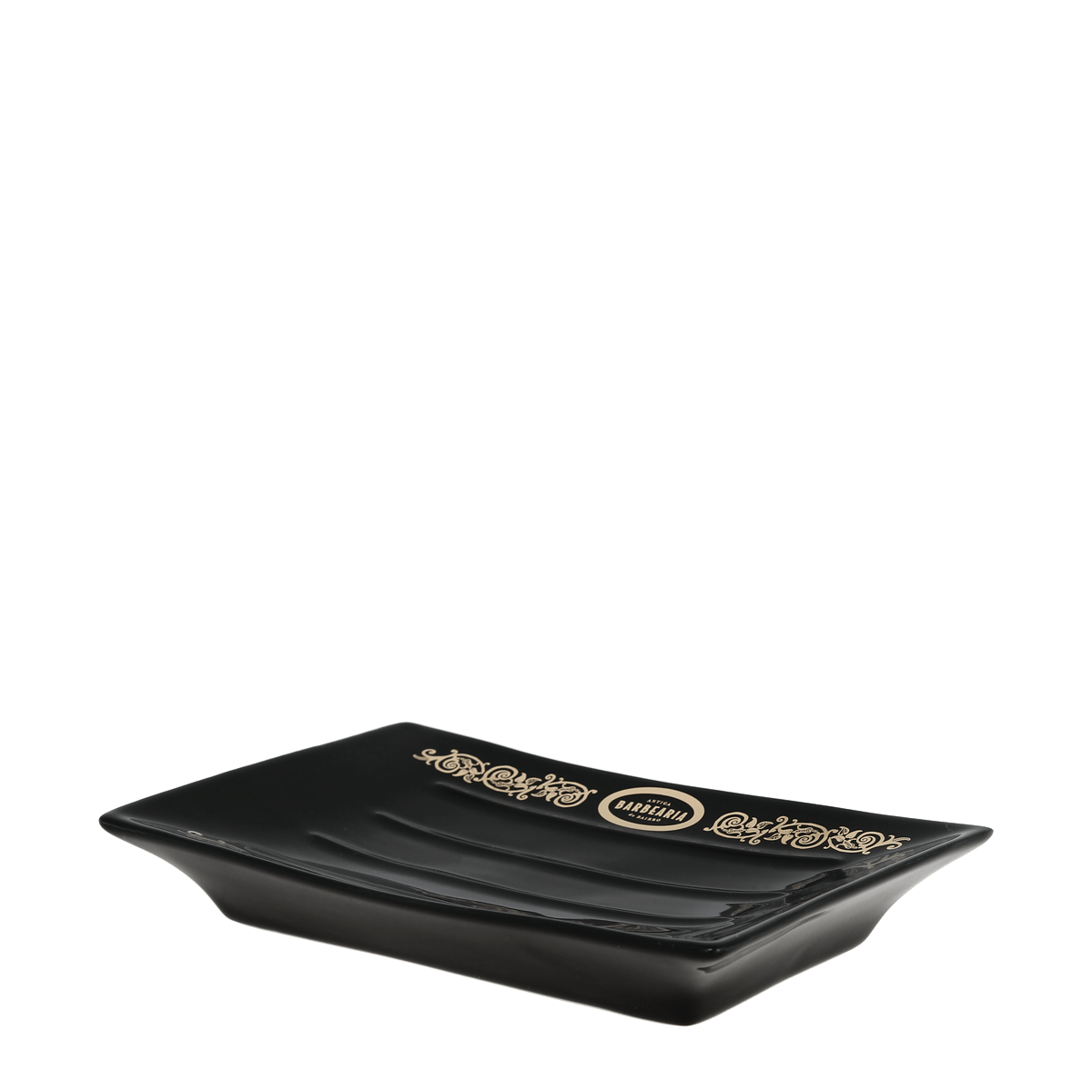 Antiga Barbearia de Bairro Black and Gold Soap Dish image 0