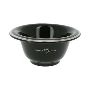 Edwin Jagger Black Silver Rimmed Porcelain Shaving Bowl RN116 image 0