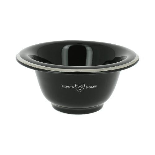 Edwin Jagger Black Silver Rimmed Porcelain Shaving Bowl RN116 image 0
