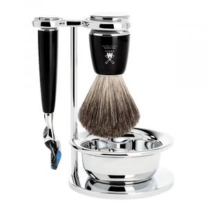 MUHLE S81M226SF Rytmo Black 4-piece Pure Badger Resin Fusion Shaving Set image 0