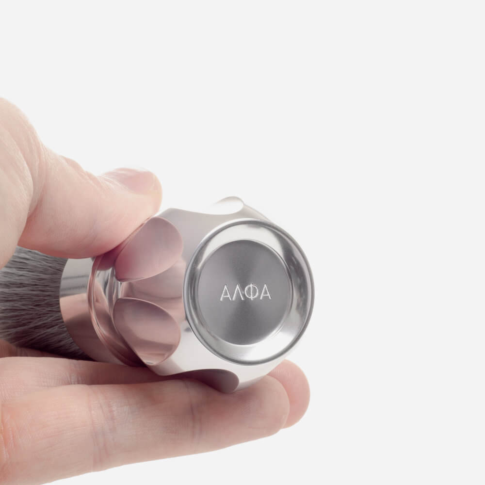 Alpha Shaving Outlaw Synthetic Fibre Shaving Brush - polished silver