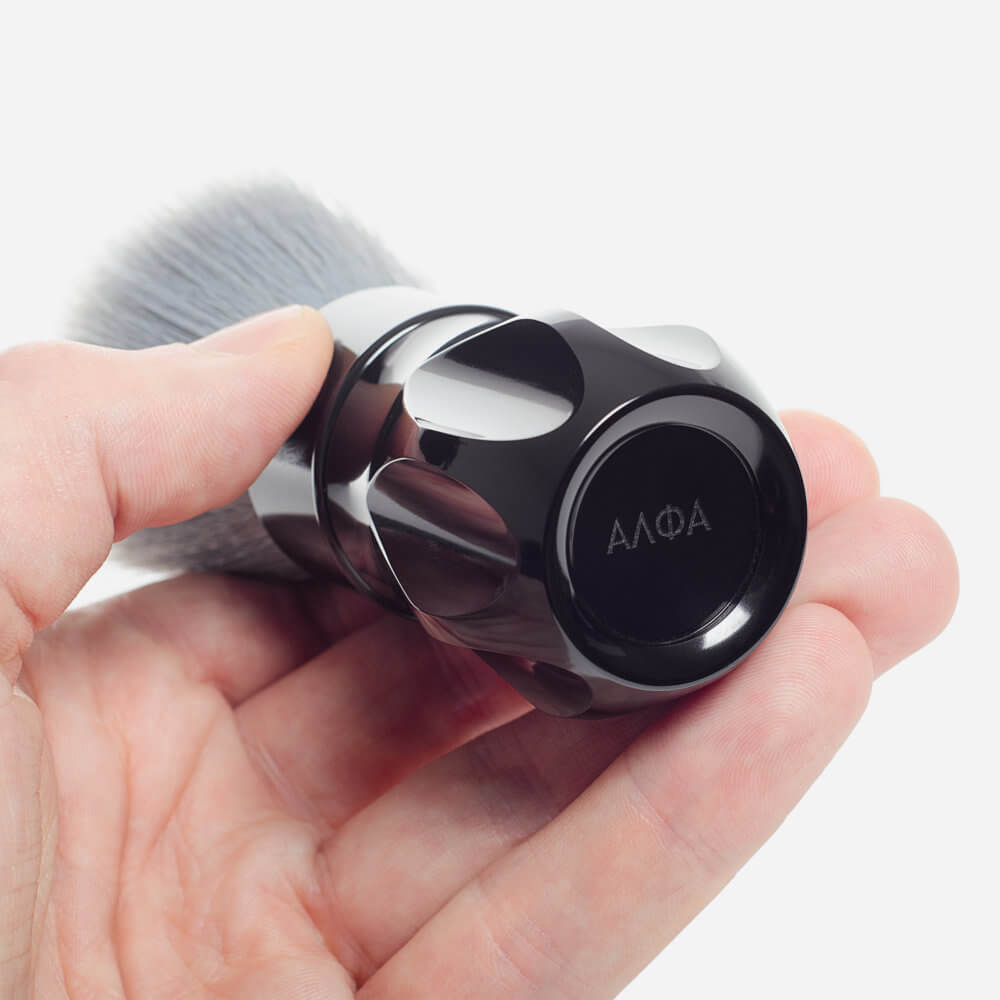 Alpha Shaving Outlaw Synthetic Fibre Shaving Brush - black polished